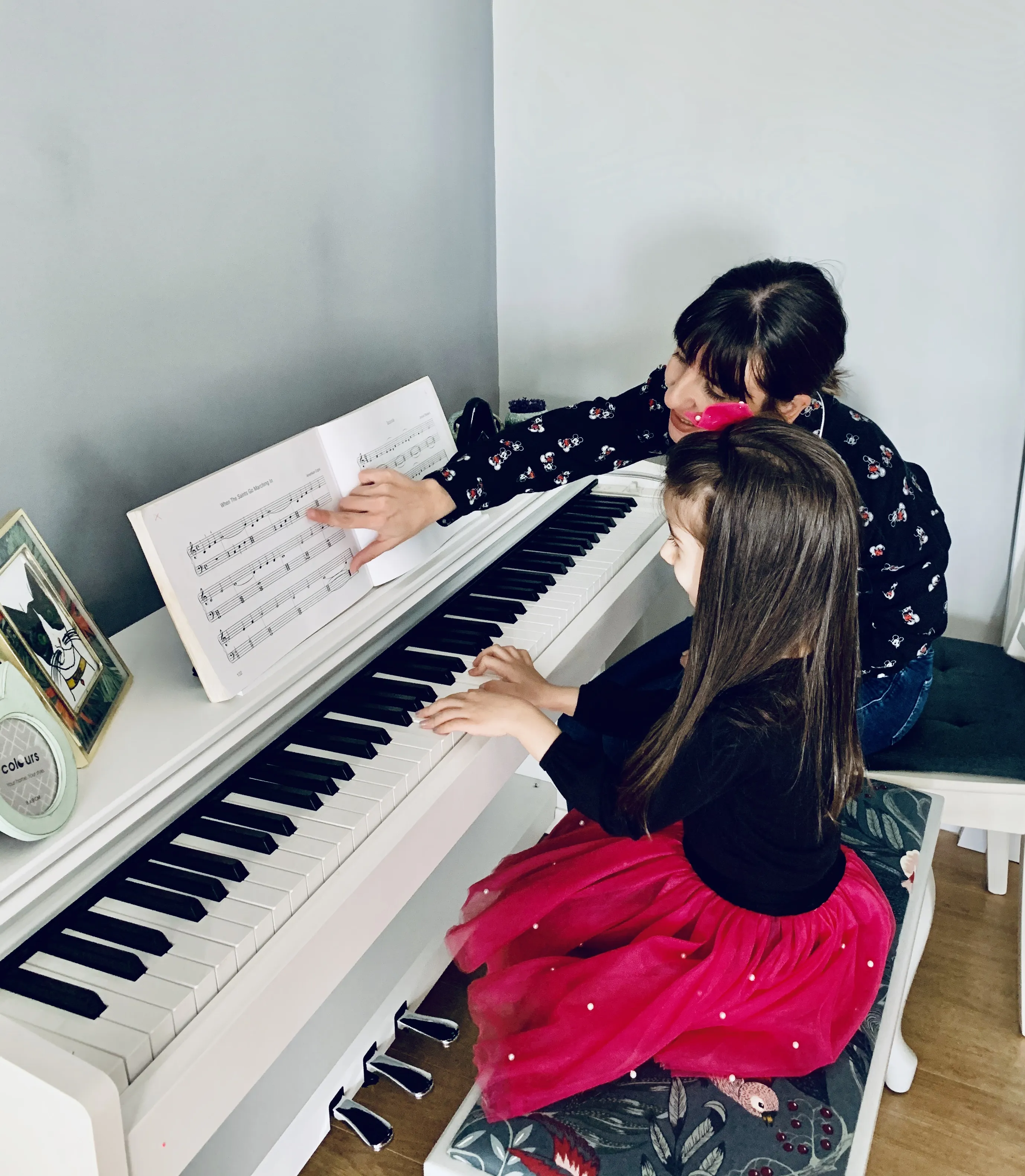 Piano student during lesson